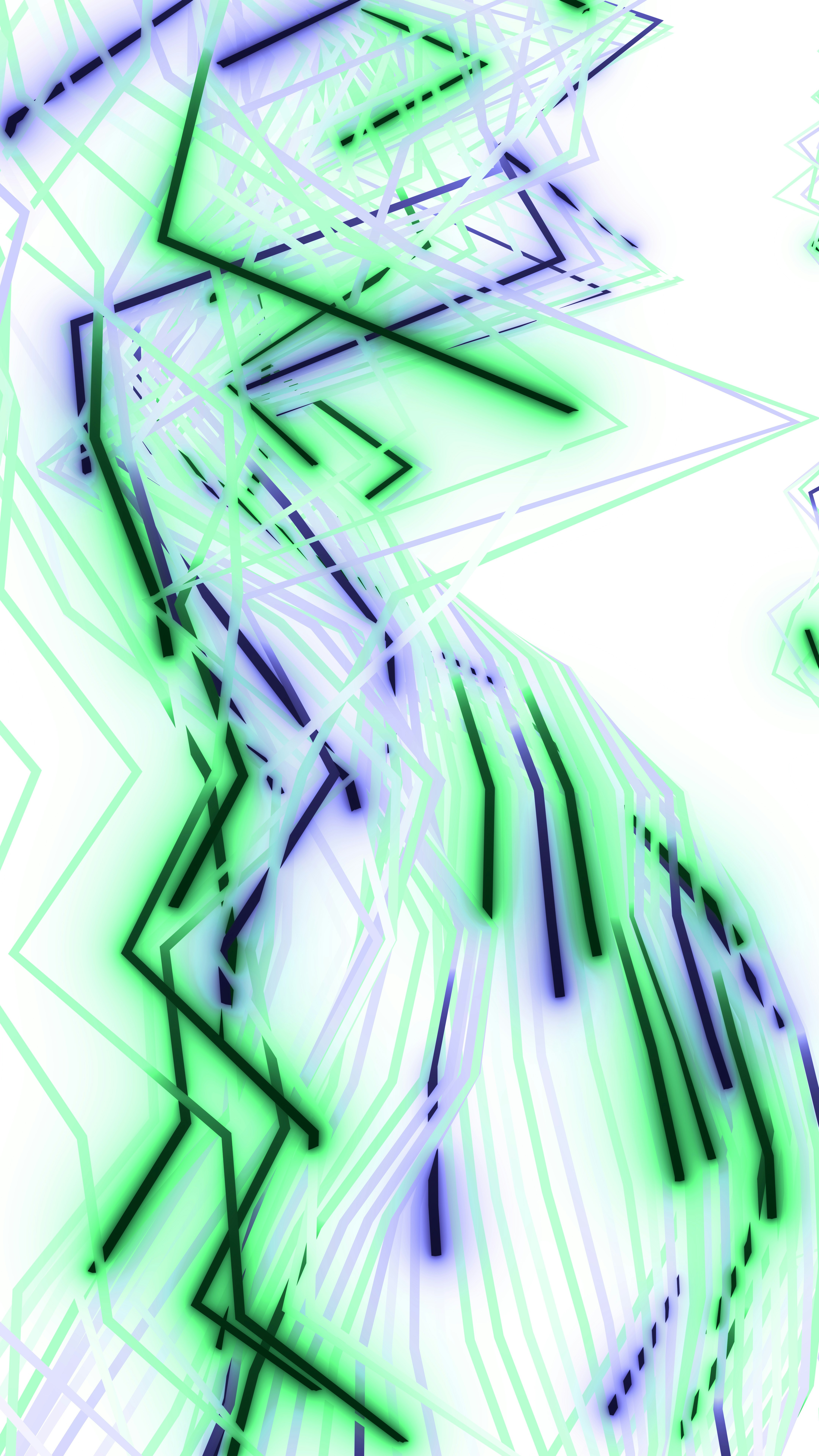 Abstract geometric lines with neon green and purple glow photo – Free ...