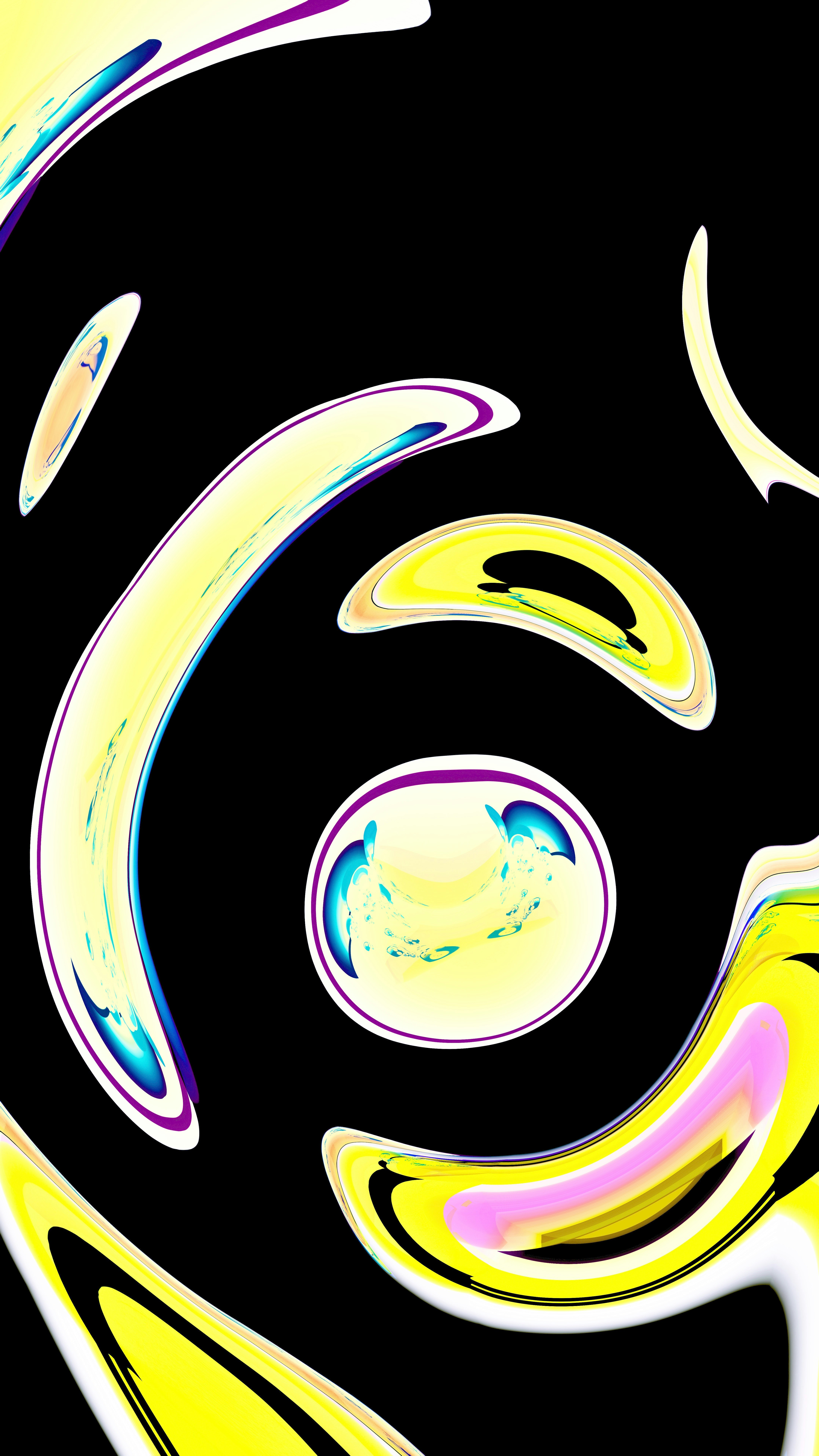 Abstract yellow shapes on a black background