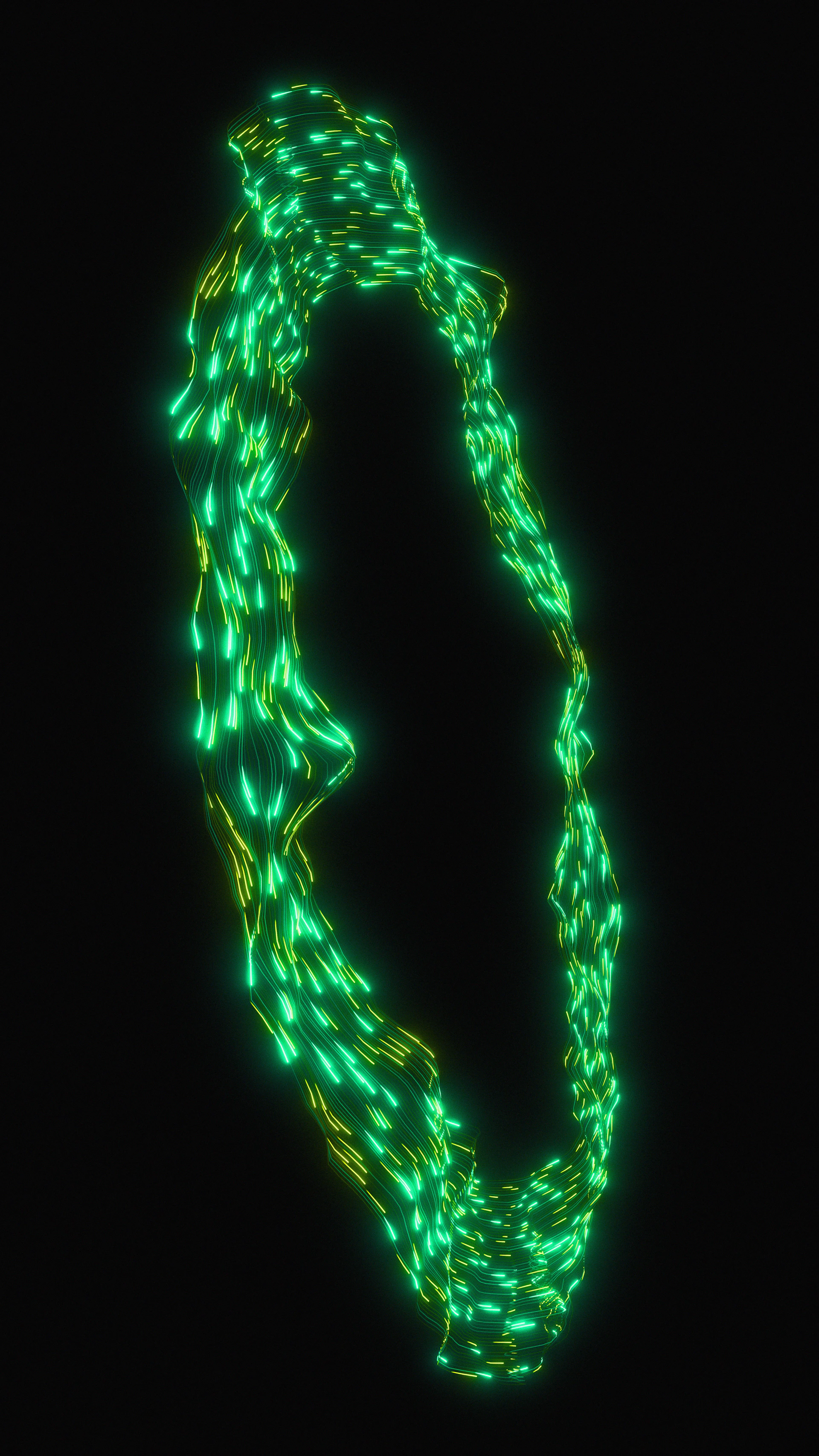 Green and yellow glowing abstract swirling energy