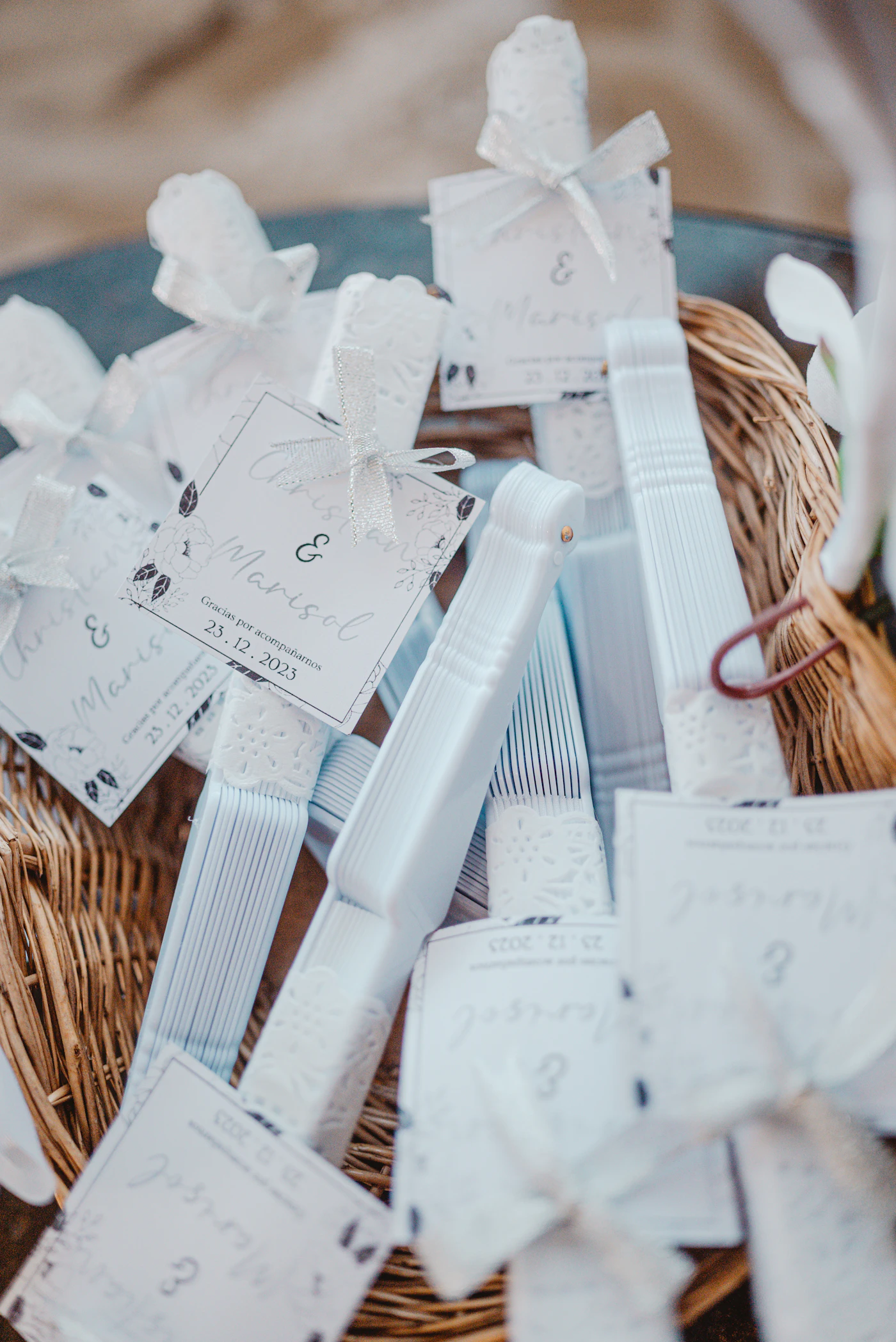 How to craft personalized wedding favors — A variety of DIY wedding favors on a white table.