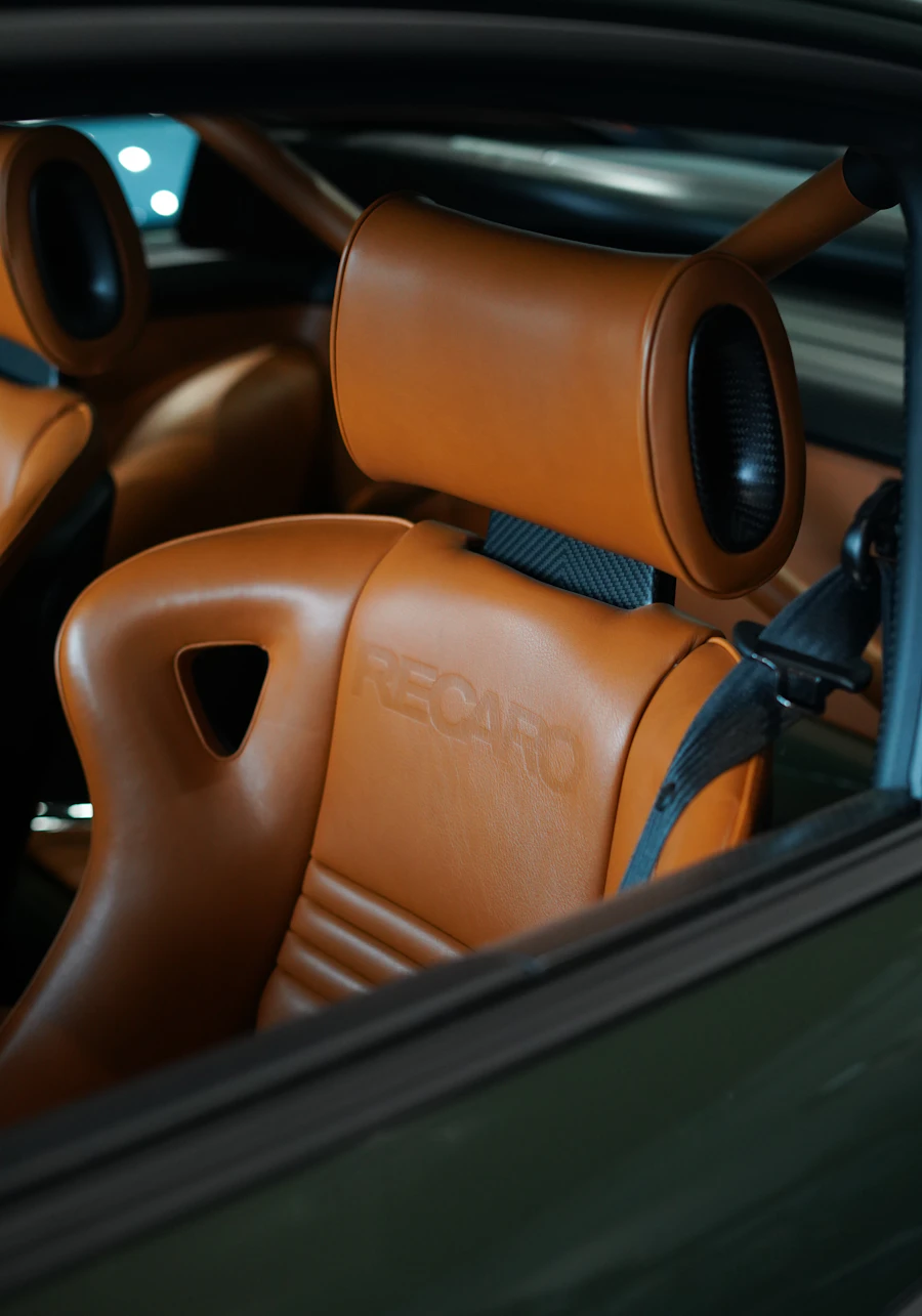 Recaro leather race-style bucket seat interior