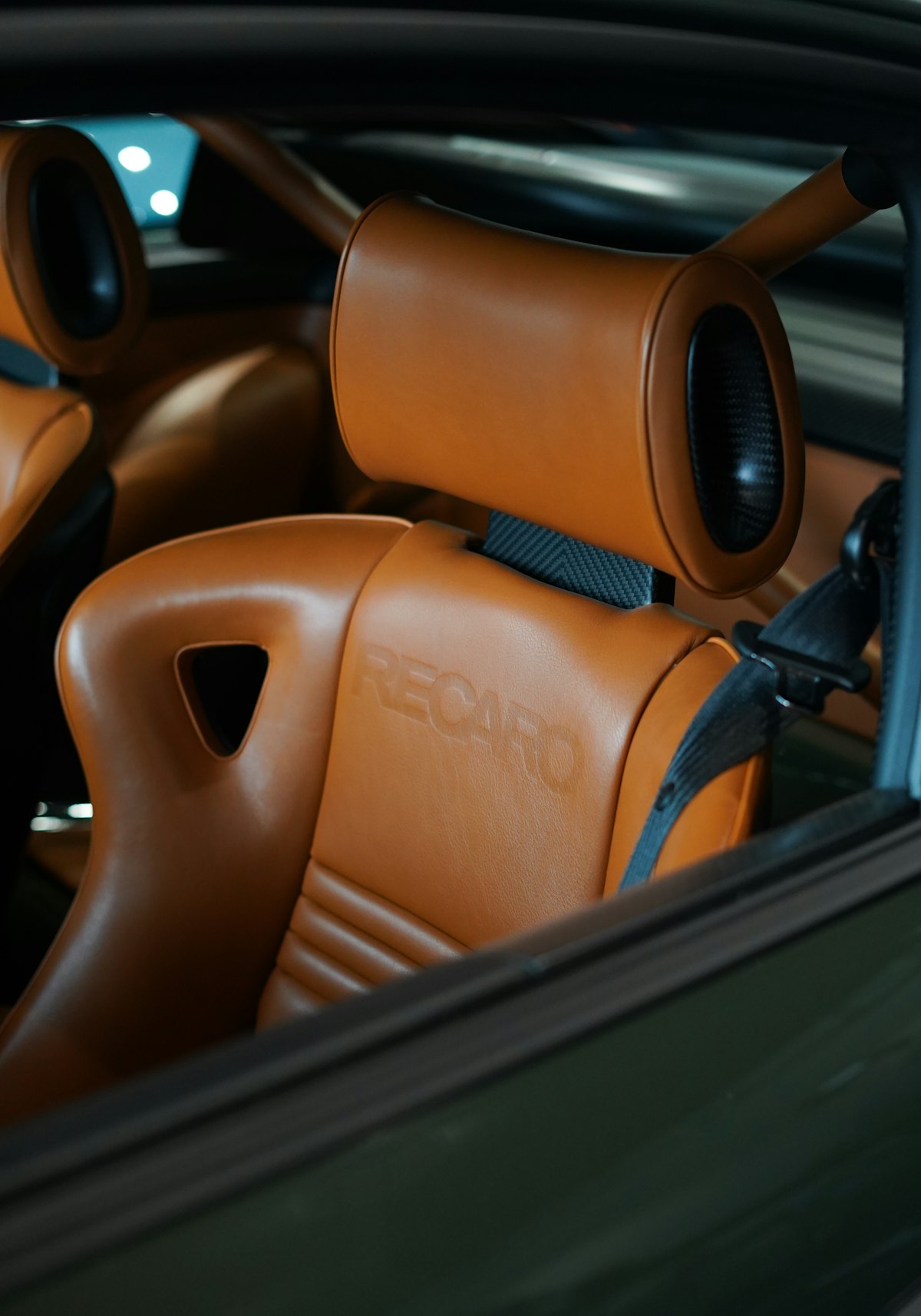 Recaro leather race-style bucket seat interior