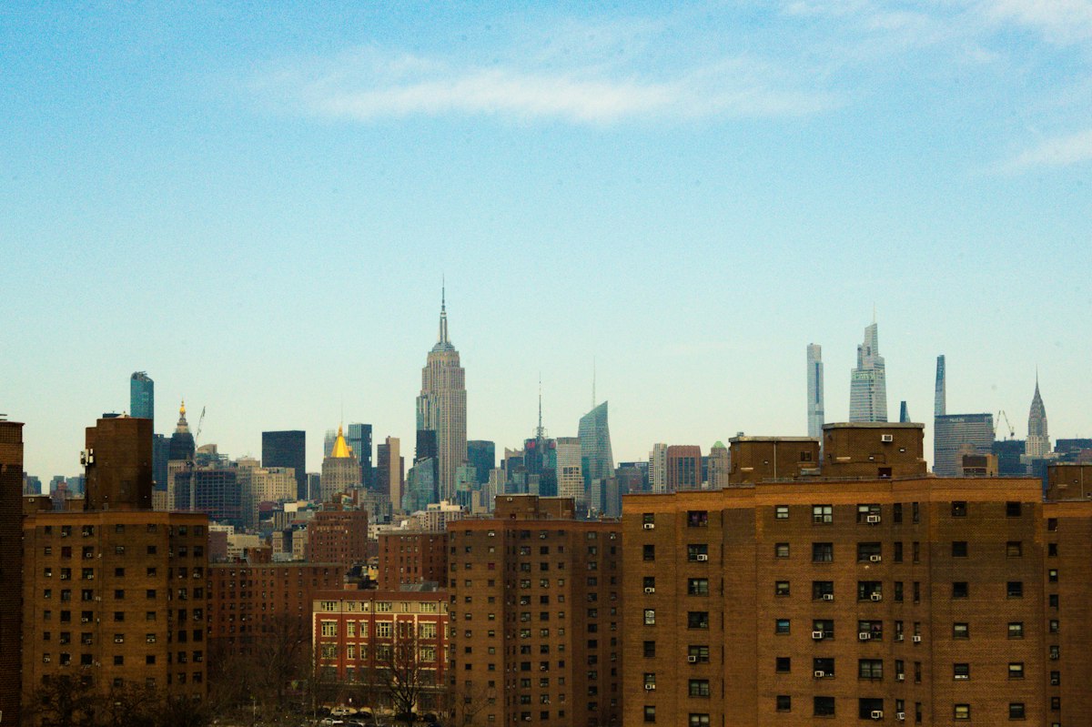 Manhattan skyline with the Empire State Building on a clear day