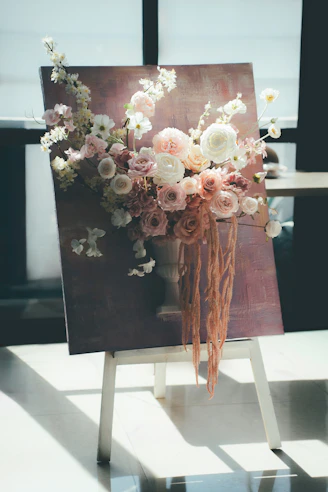 Elegant floral arrangement on a canvas