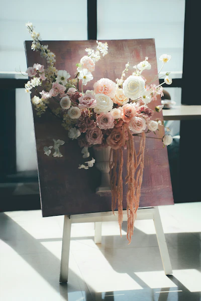 Elegant floral arrangement on a canvas