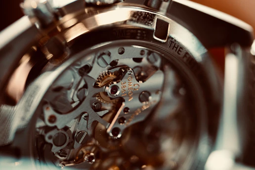 Close-up of intricate watch movement gears and gears
