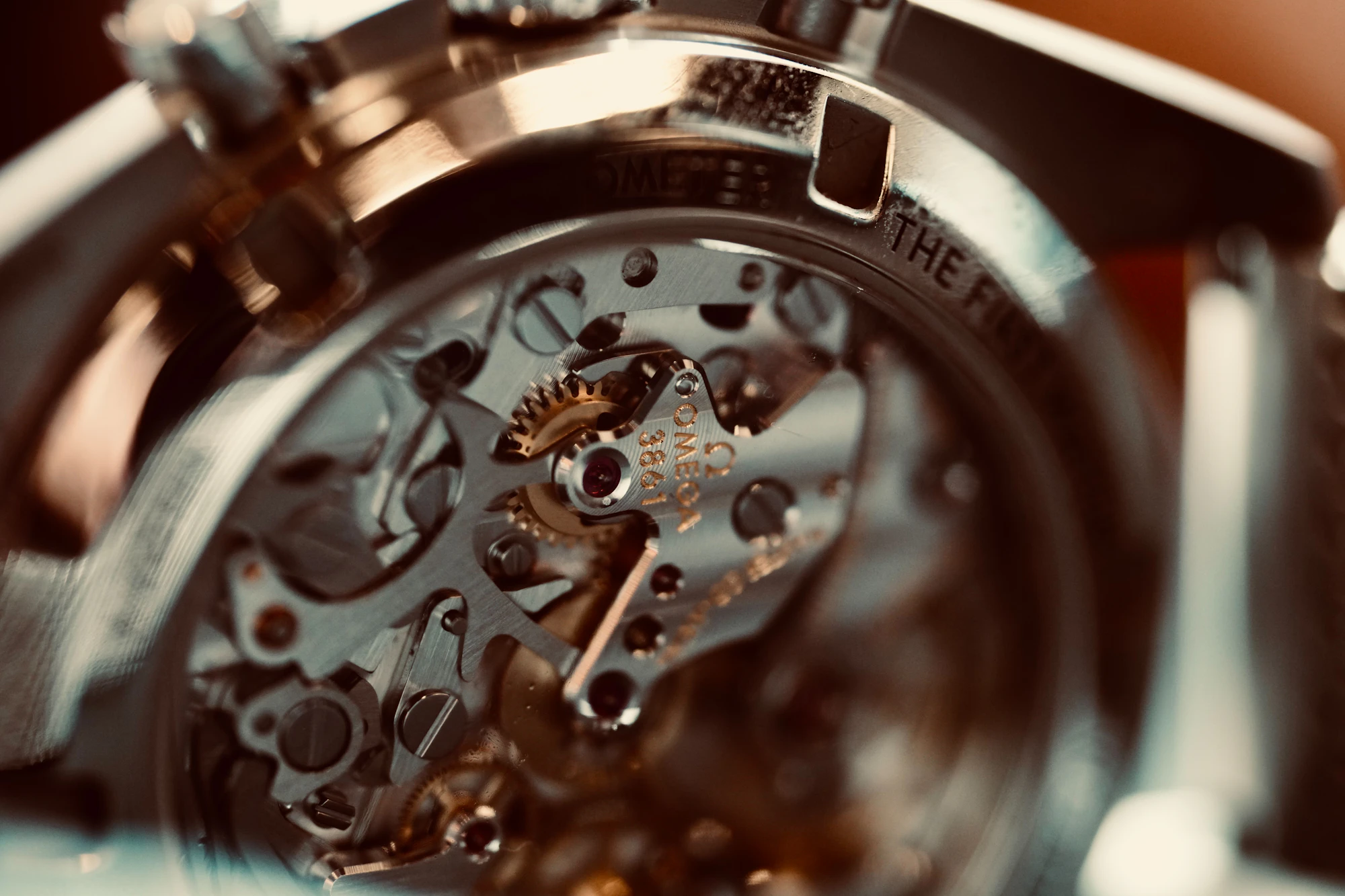 Close-up of a fine watch movement