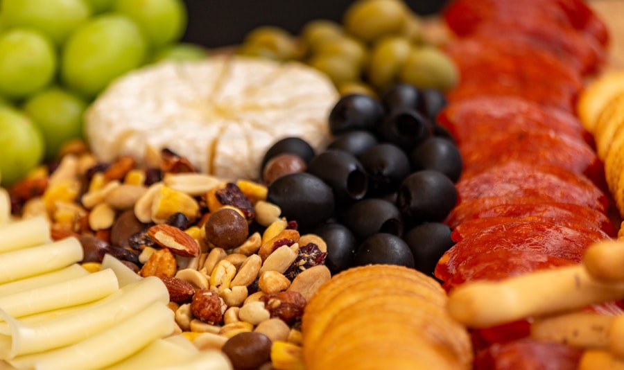 Spanish aperitivo selection with olives, bread, oil, and dips