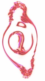 Abstract red and pink swirling pattern on white background