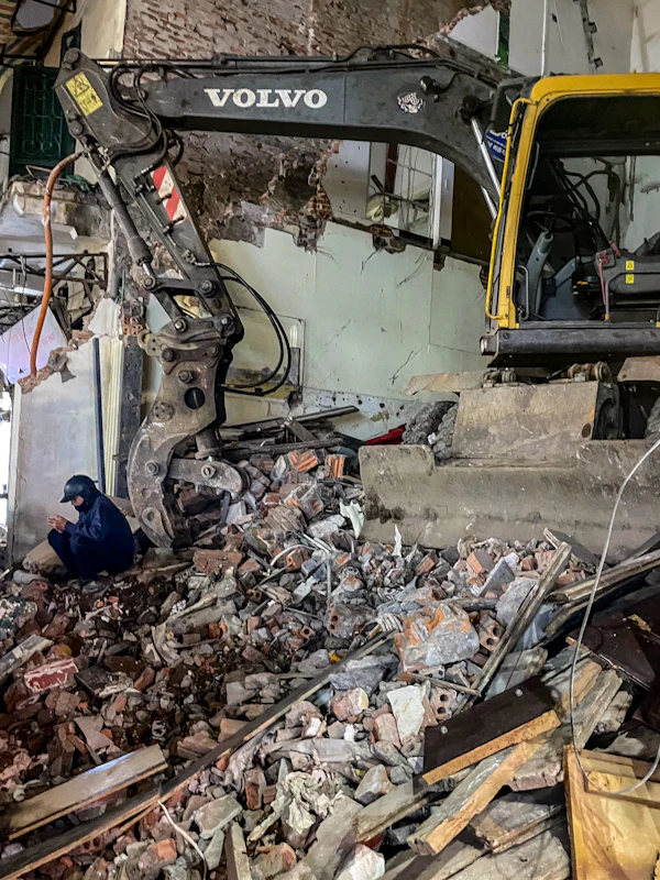 Escombros de demolición listos para retiro