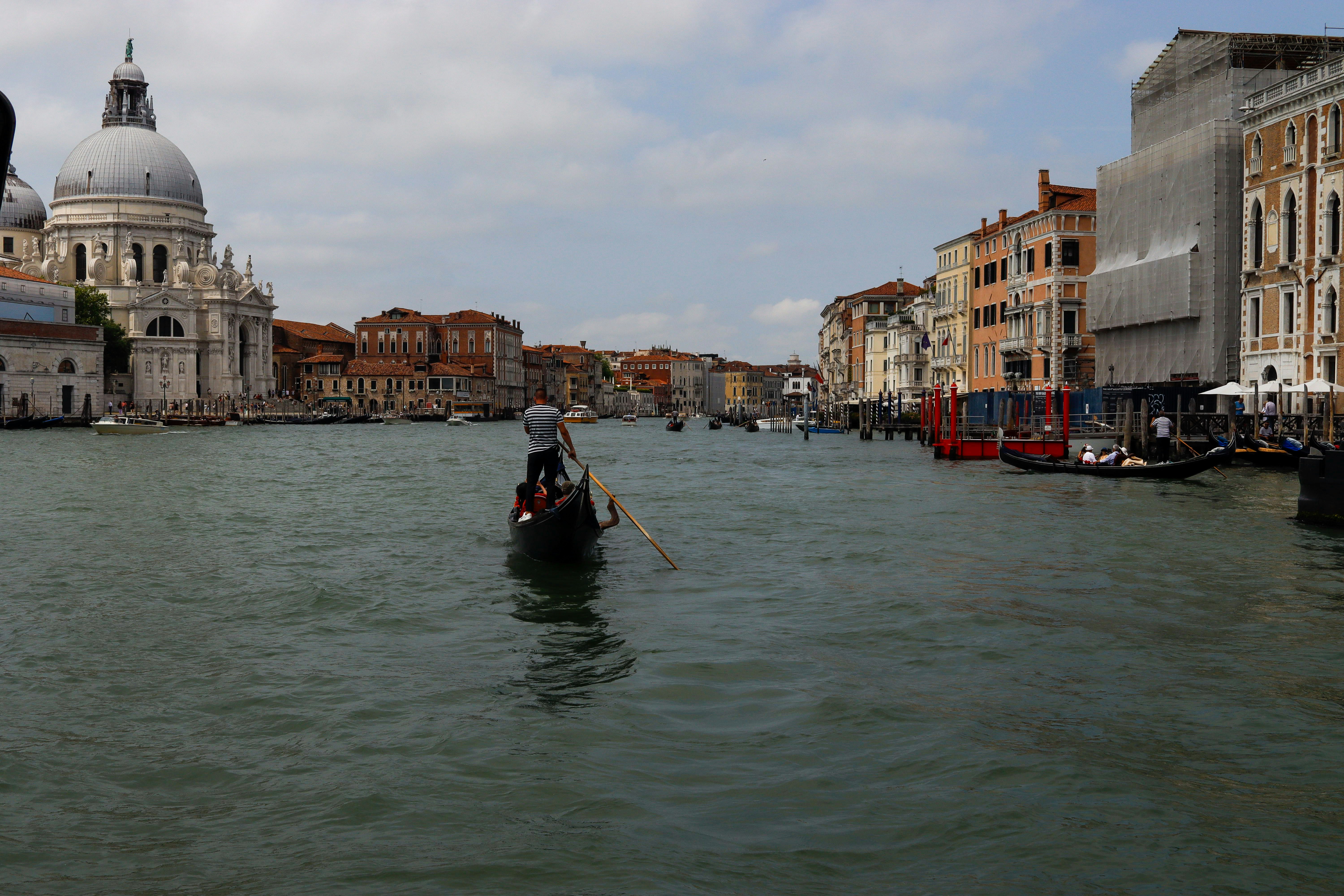 Gondola on grand canal in venice, italy