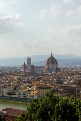 Florence cityscape with duomo and river