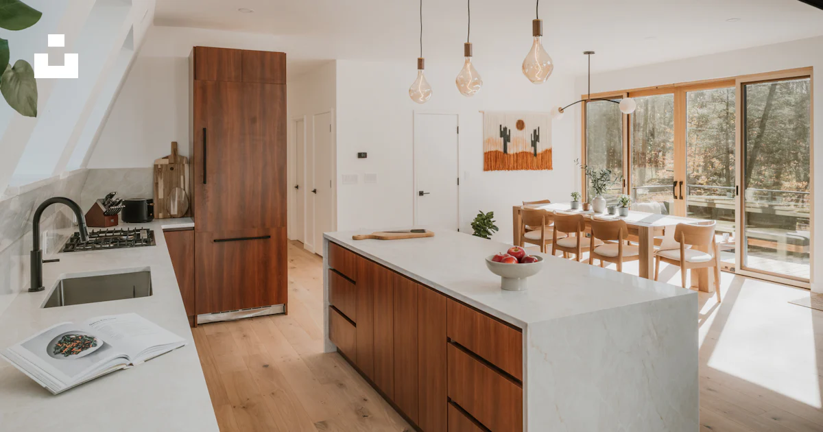 Modern kitchen with island and dining area photo – Free Interior design ...