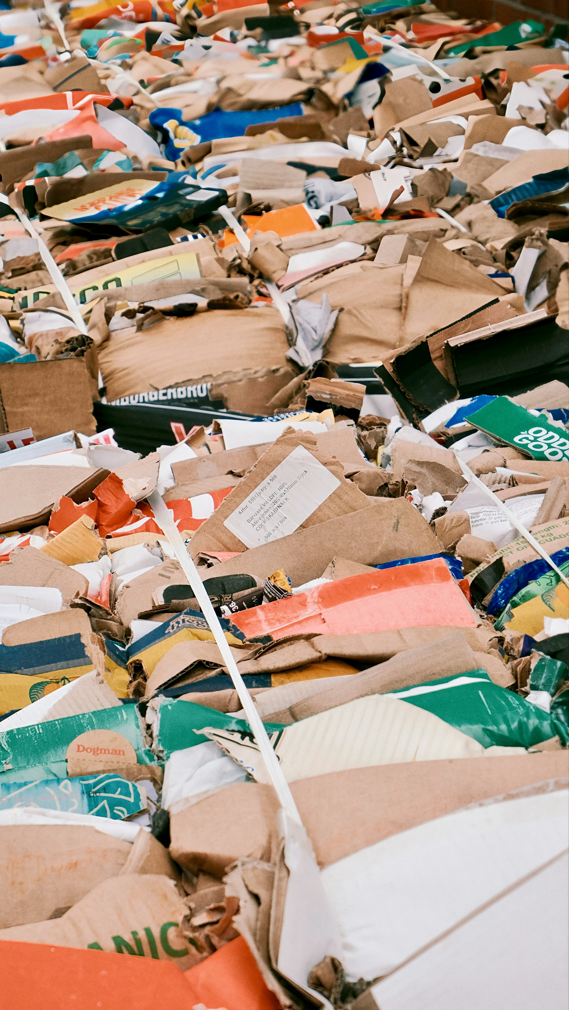 Bales of compressed cardboard and paper waste.