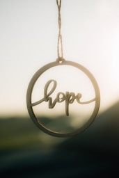 Wooden circle ornament with the word hope