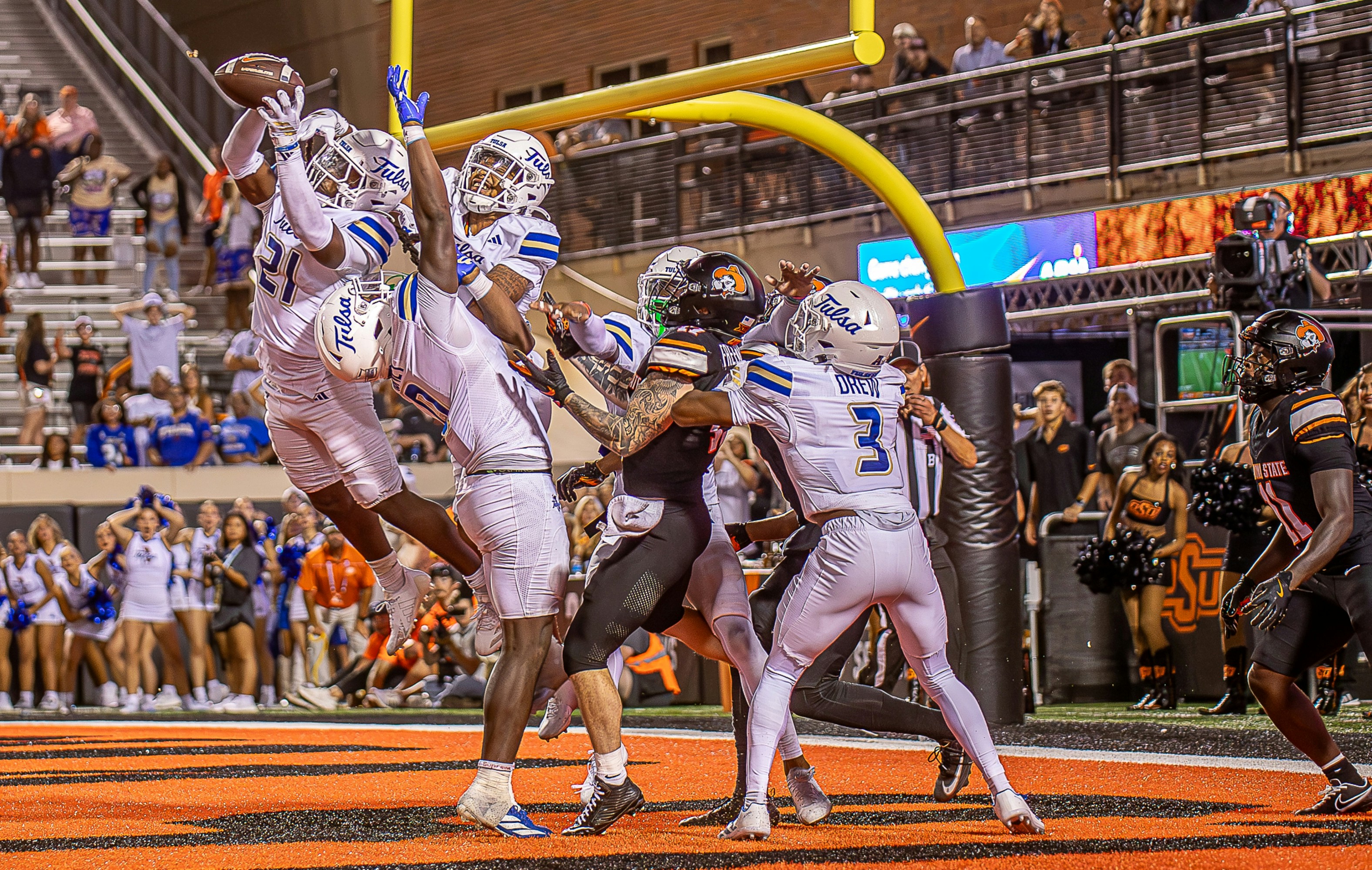 Football players near goal