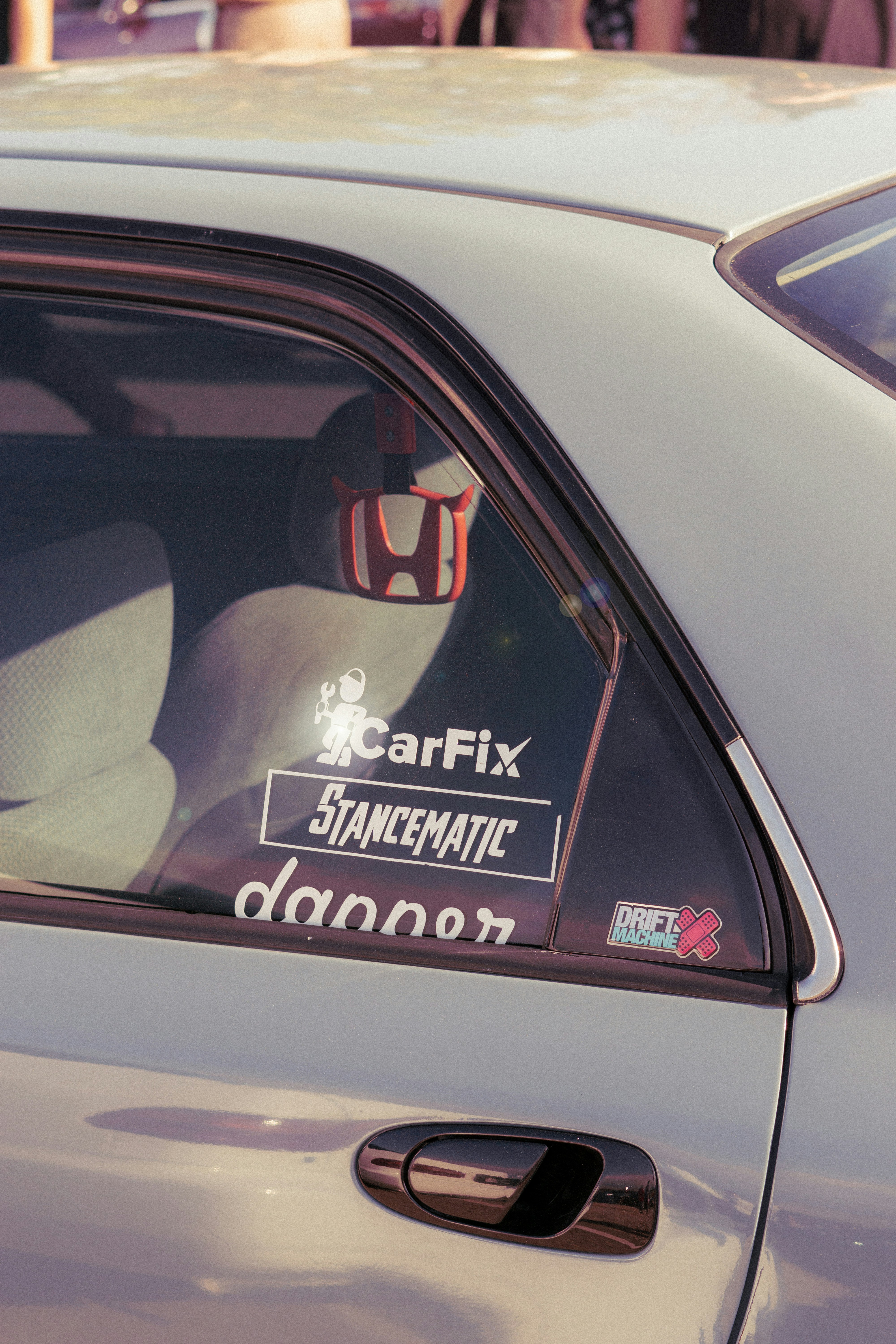 Car stickers on a car window
