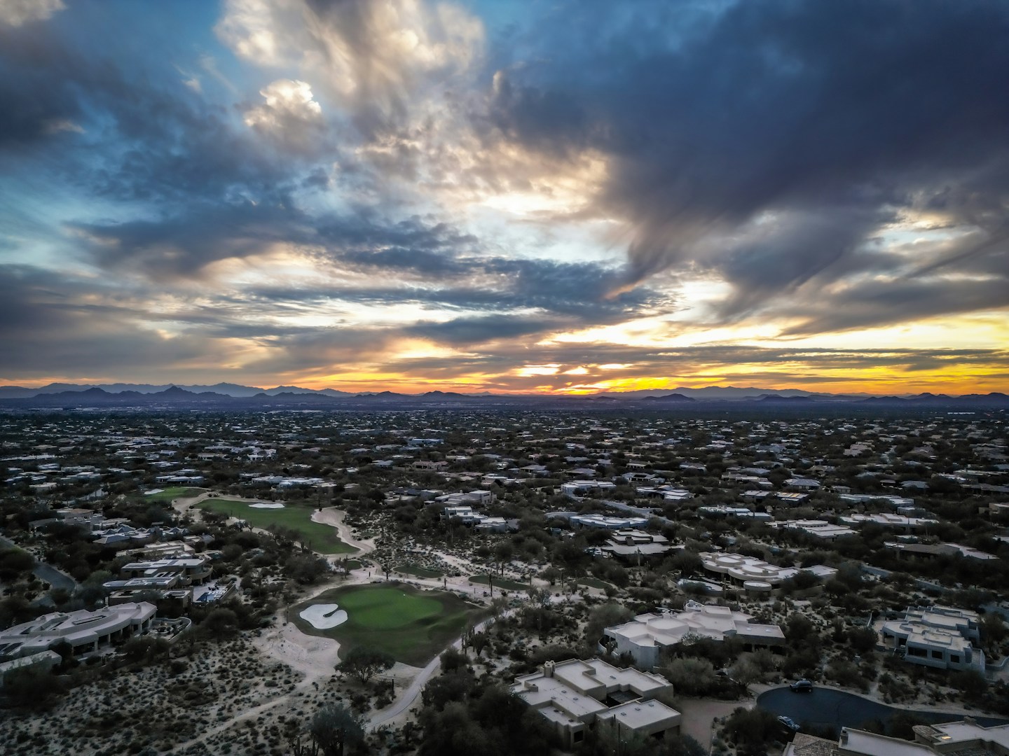Dramatic sunset over the Las Vegas desert city — solar energy at its finest
