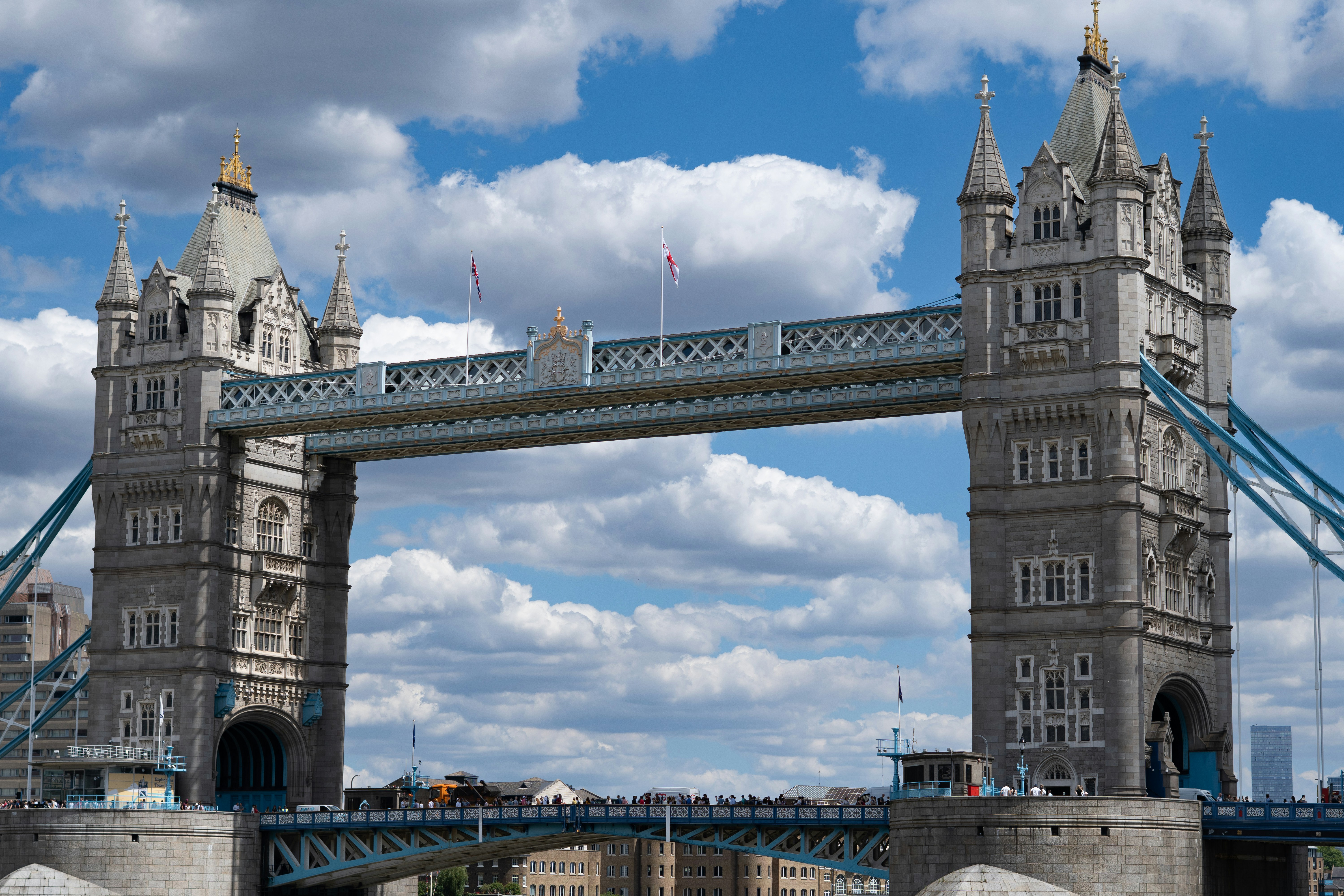 Tower bridge in london under a cloudy sky