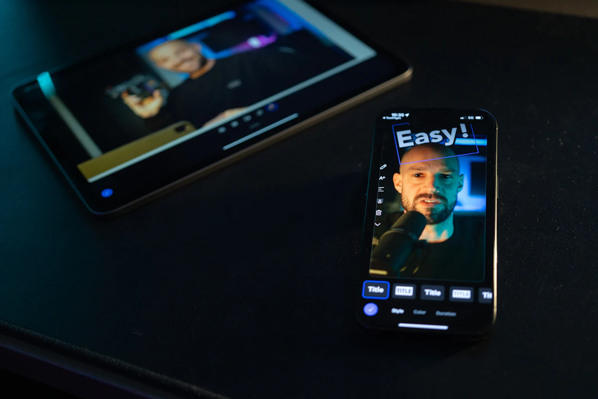 A phone showing a captioned short video