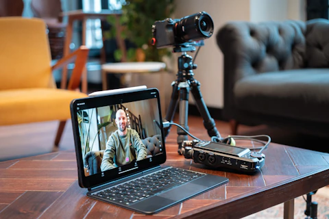 Tablet and camera set up for video recording