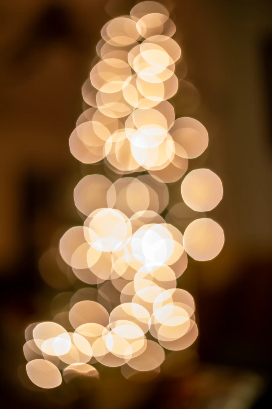 Strings of winter lights glowing after dark (illustrative)