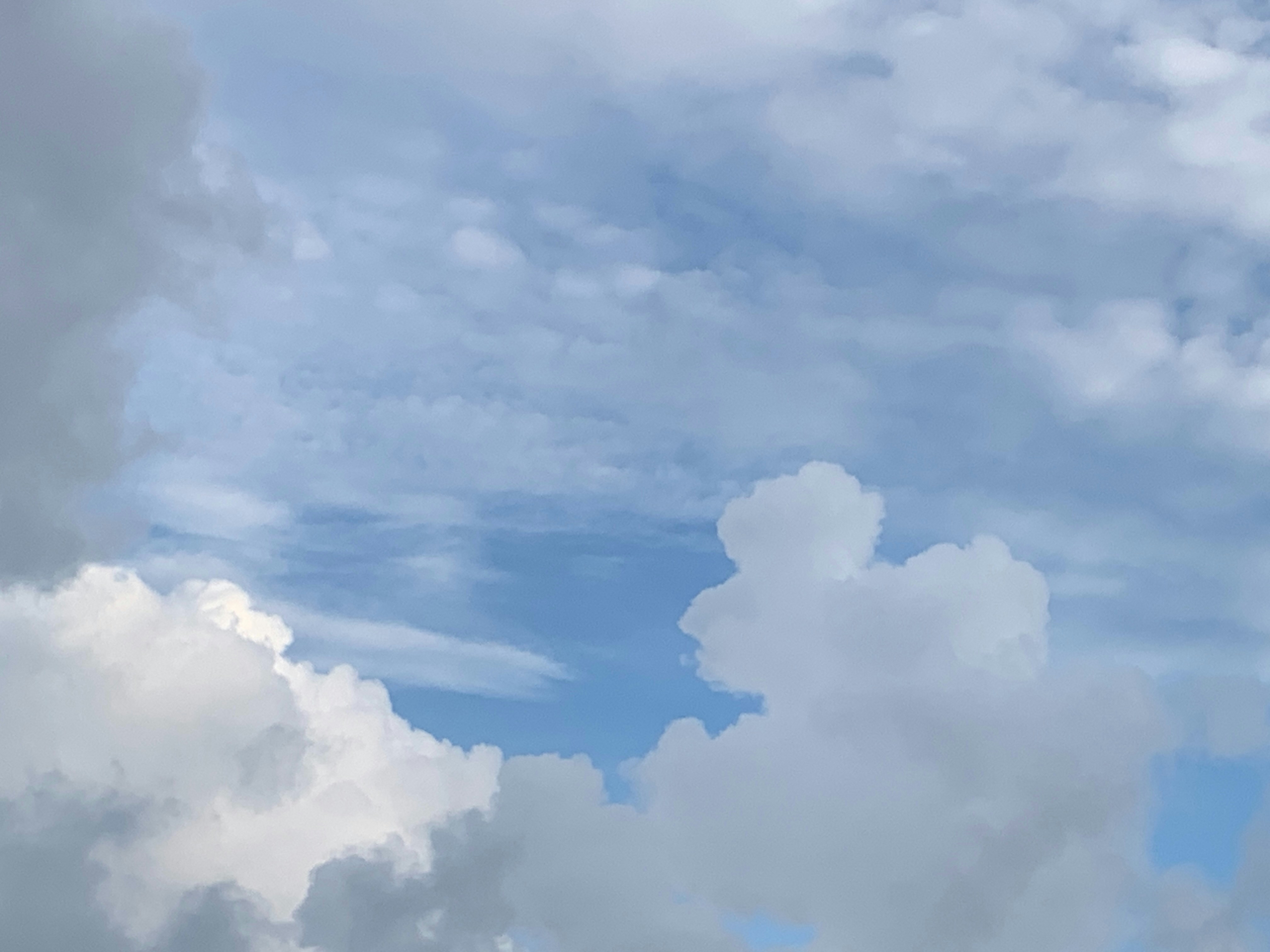 Fluffy white clouds against a blue sky.