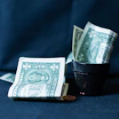 Us dollar bills in a small pot