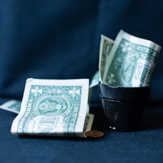 Us dollar bills in a small pot