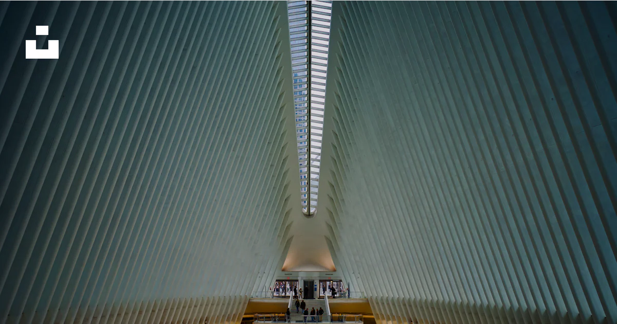 Interior Rib Ceiling Modern architectural interior with ribbed ceiling and skylight photo ...
