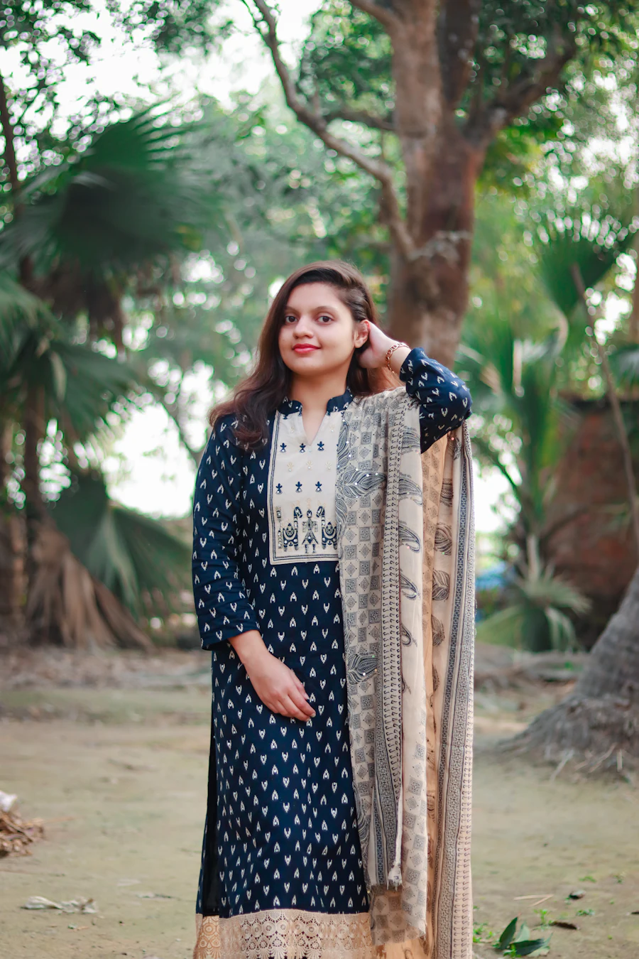 Cotton suit with traditional phulkari dupatta