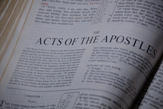 The acts of the apostles book title on a page.