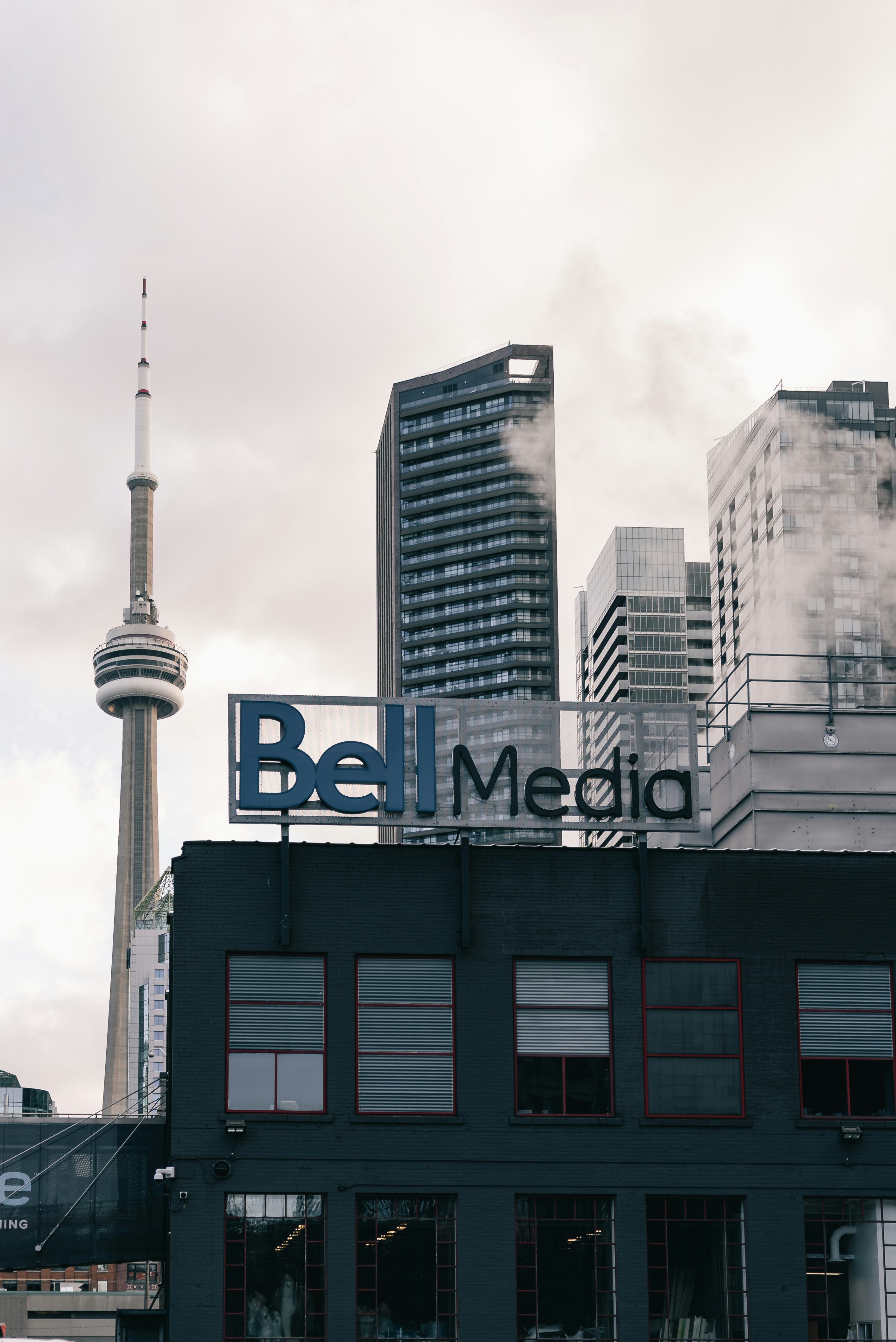 Bell media sign with cn tower in background