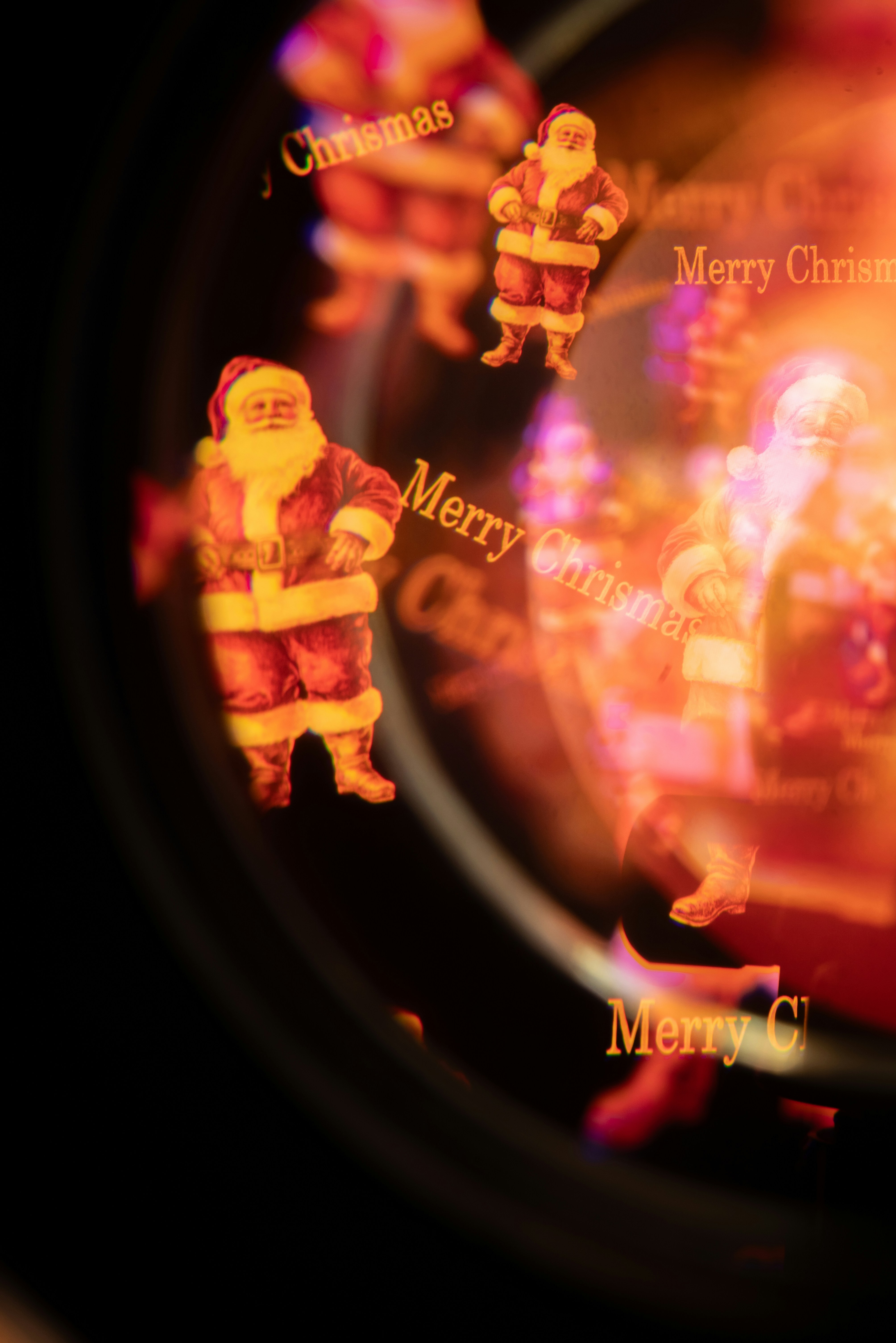 Santa claus figures with merry christmas text