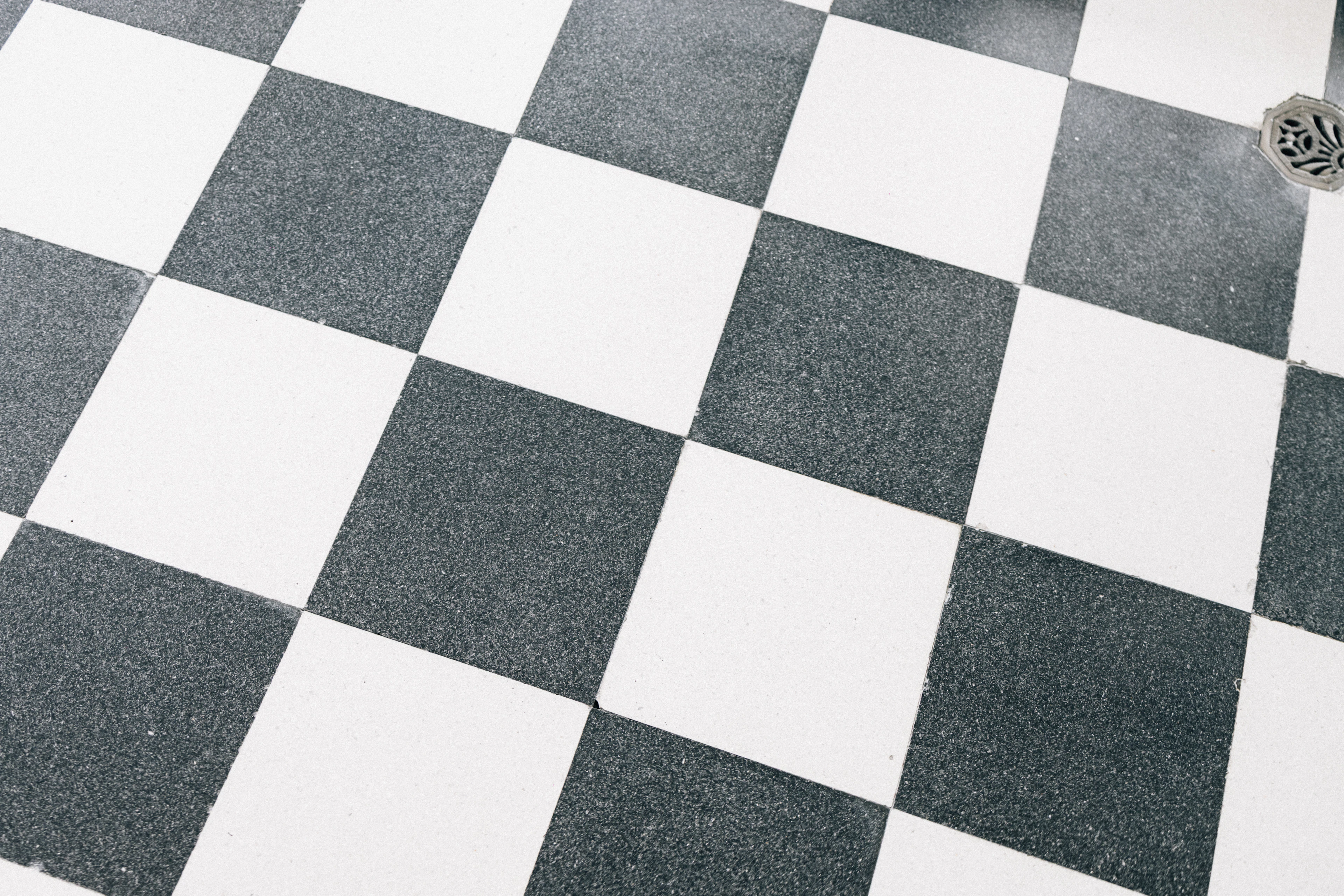 Checkered floor tiles