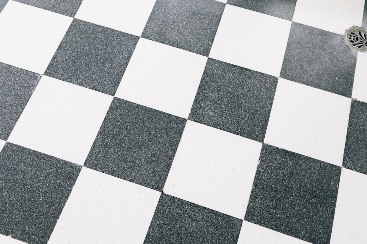 Black and white checkered floor pattern