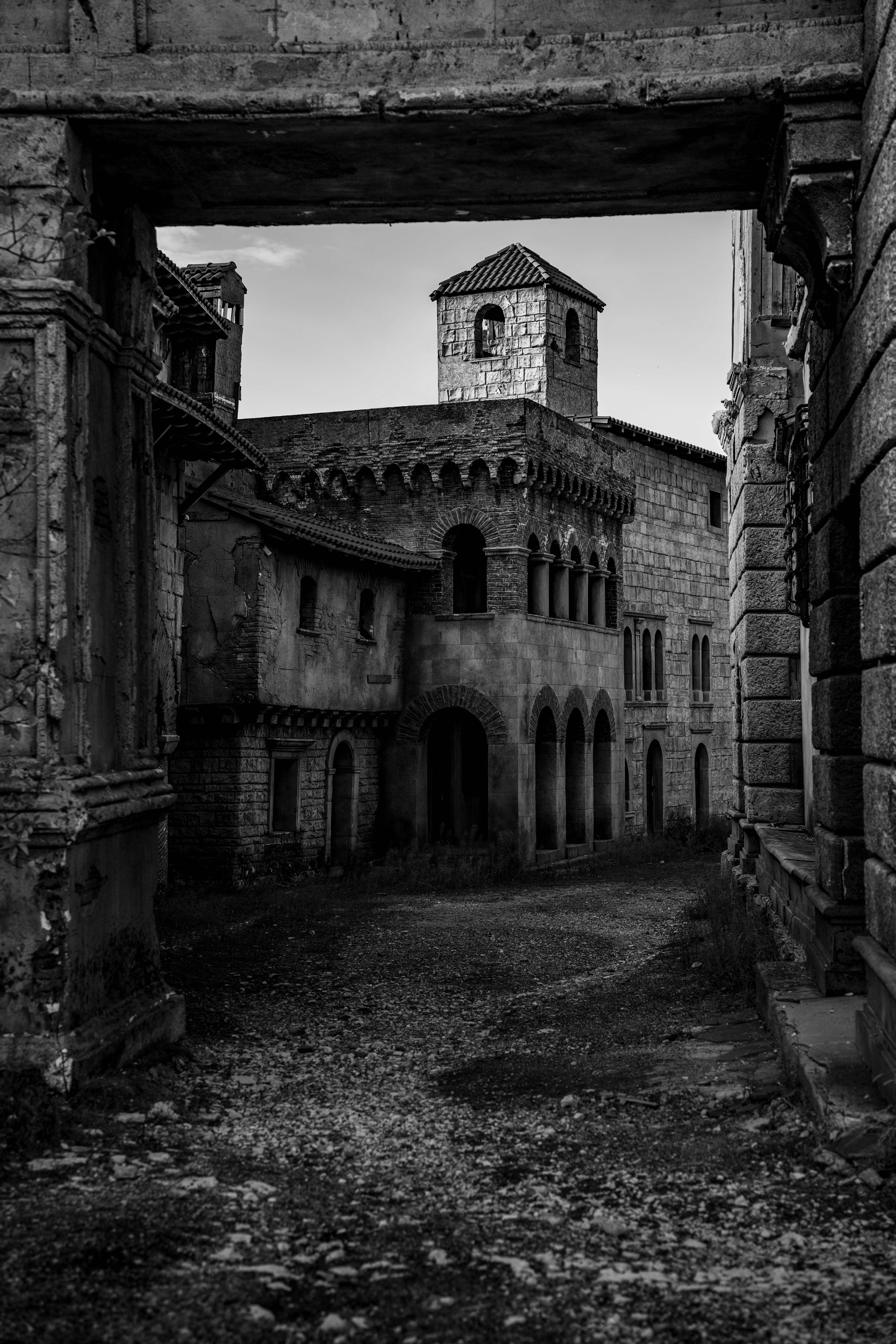 Ancient stone building with a tower under sky
