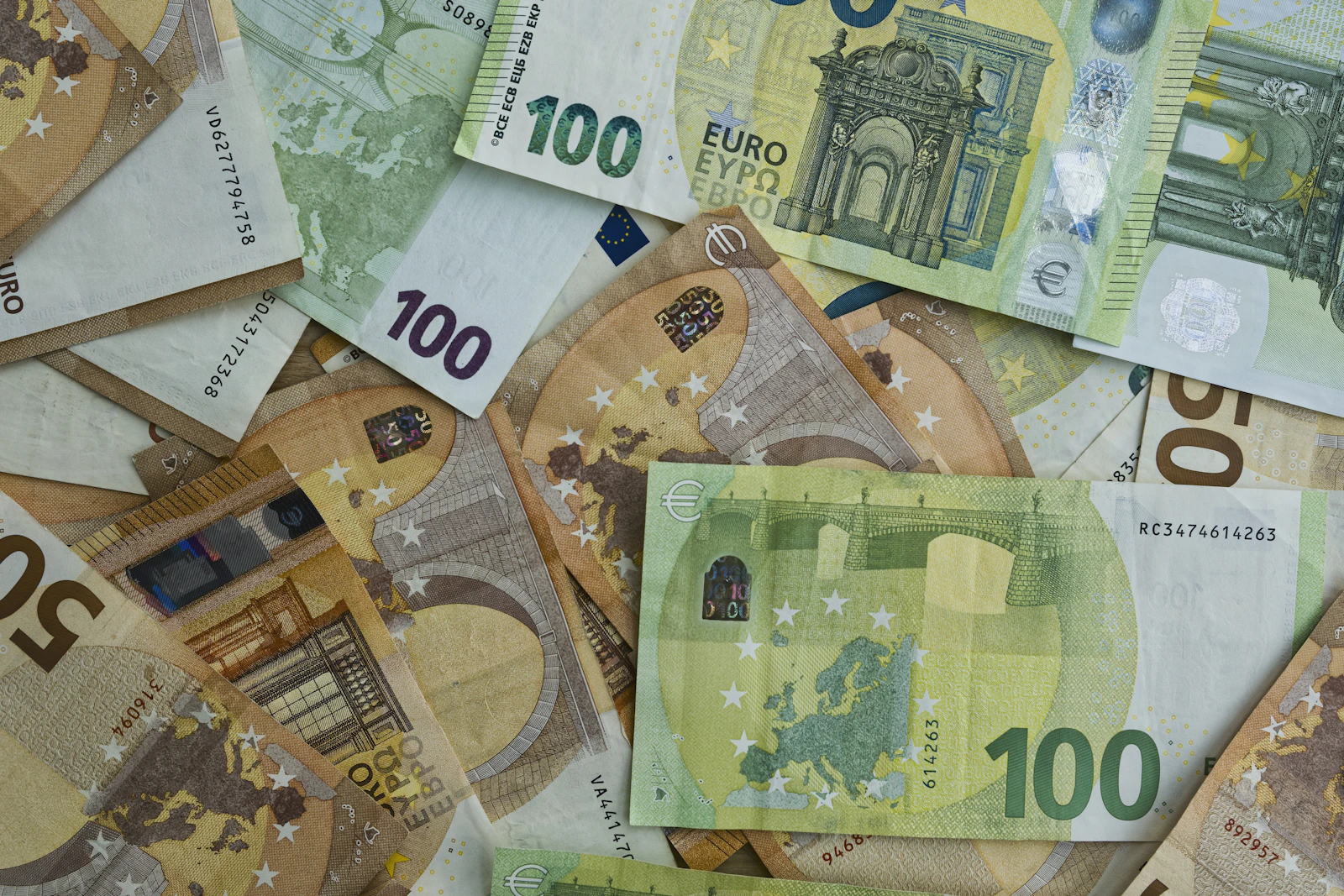 Euro banknotes representing multi-currency spend