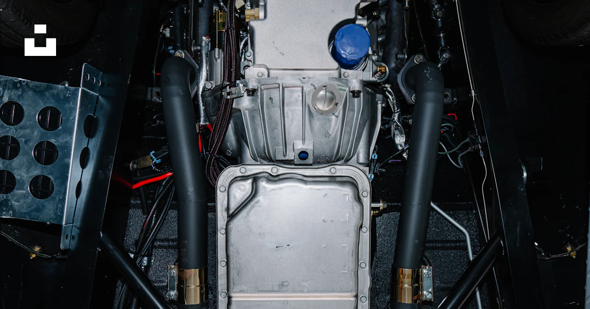 Carunderside Engine Underside view of a car engine and exhaust system photo – Free Car ...
