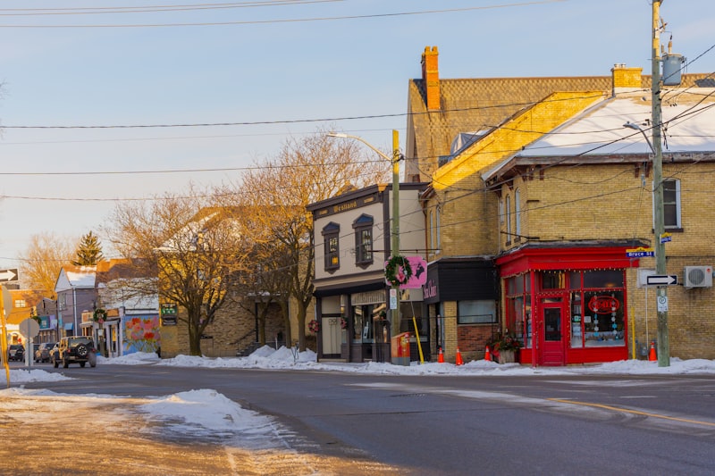 Historic homes dusted with winter snow