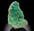 A vibrant green geode specimen with crystalline interior