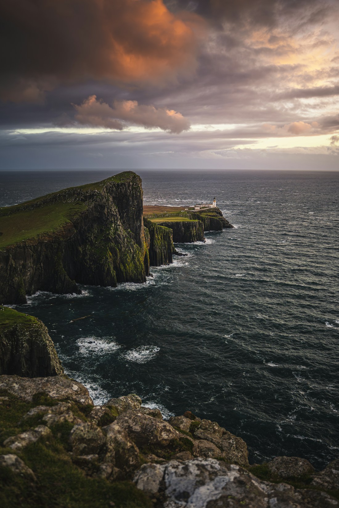 Stone path along the coast at dawn