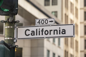 California street sign with building in background