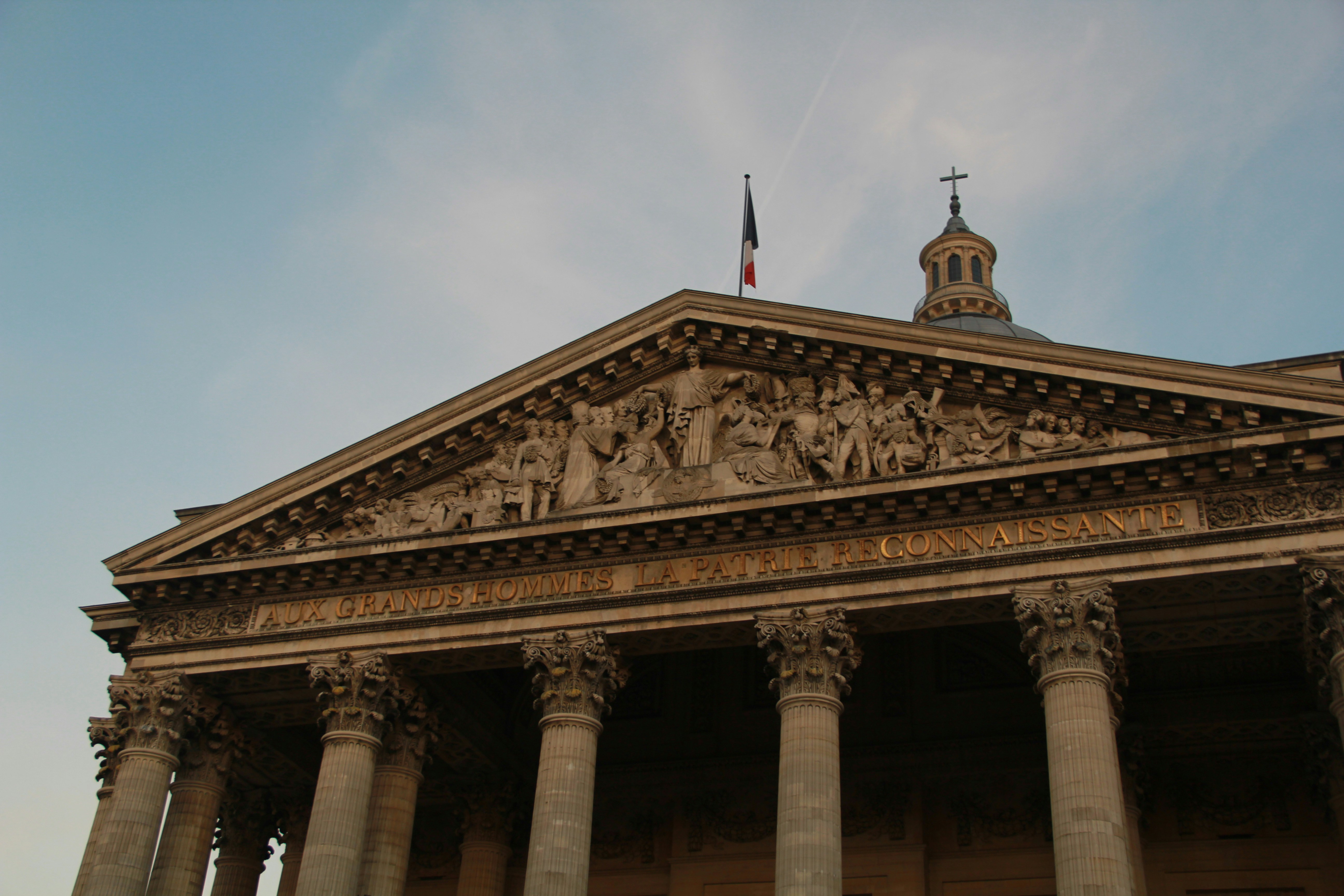 Neoclassical building facade with columns and pediment