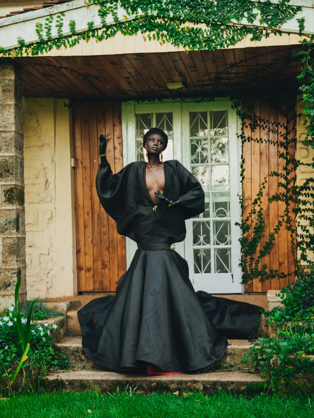 Dramatic editorial fashion photography with cinematic lighting and mood