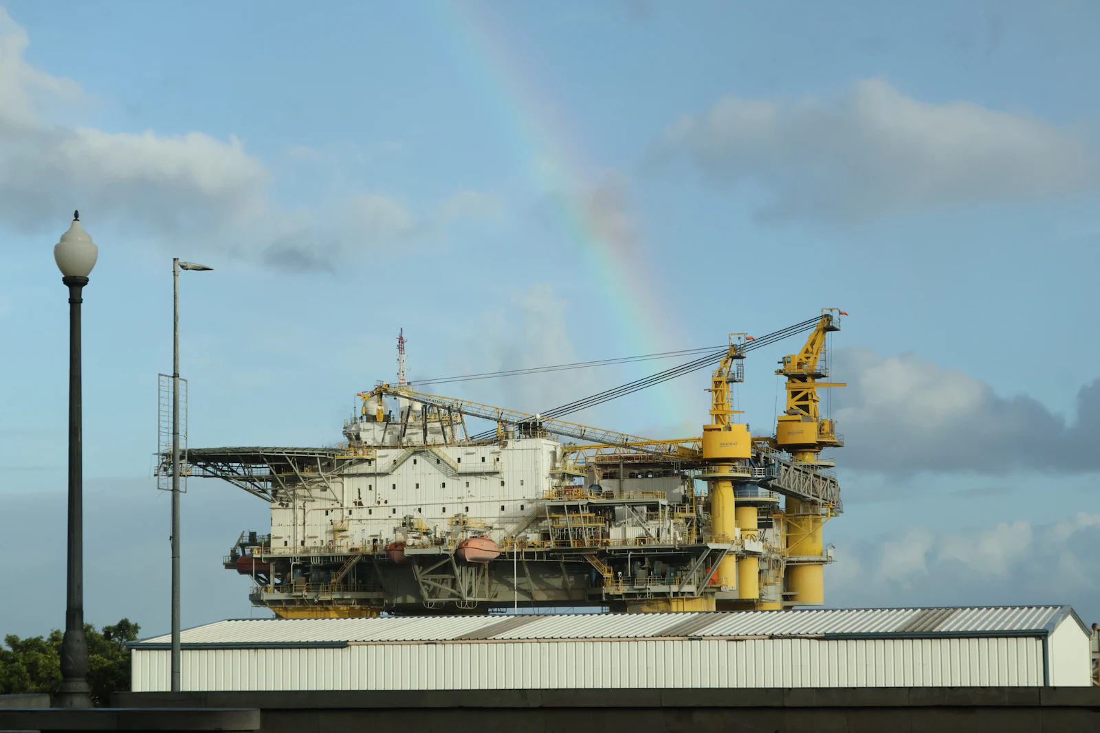 FPSO offshore platform under a colourful sky