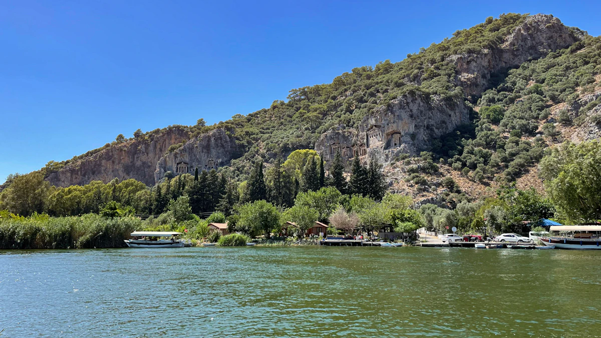 Boats on the Dalyan river, Turkey