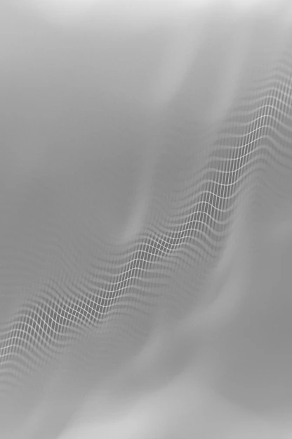 Abstract flowing grid pattern on a soft gray background.