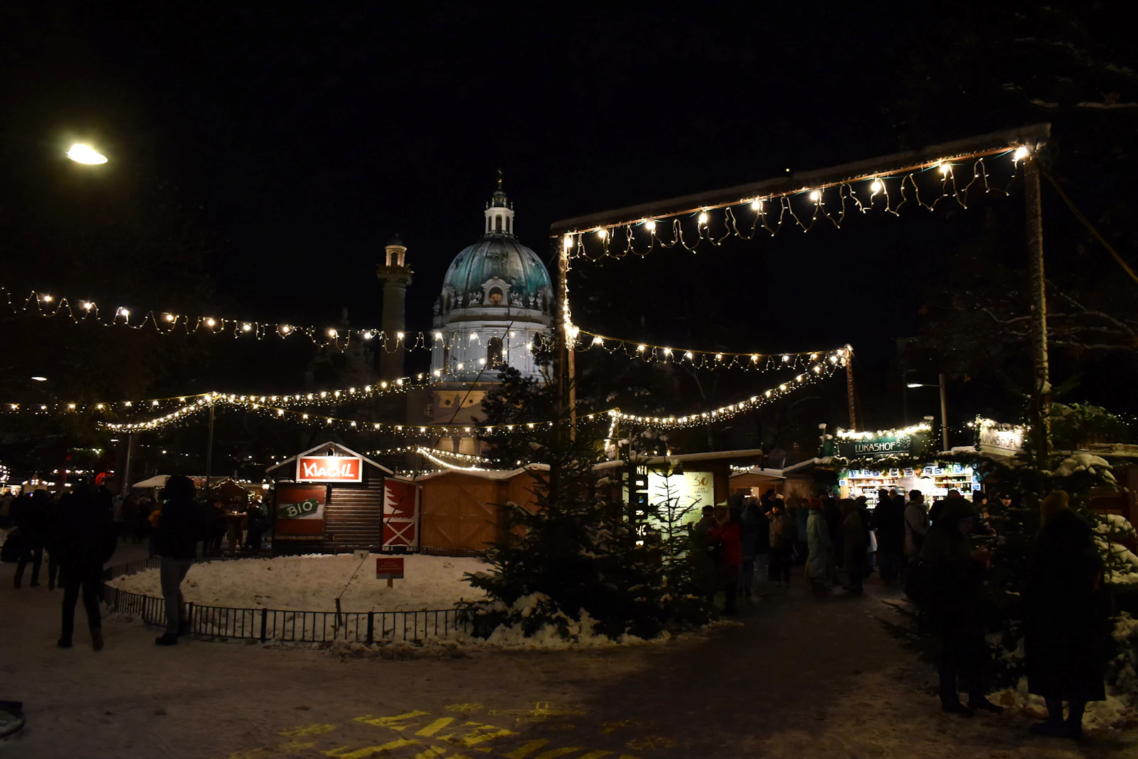 Art Advent market stalls at Karlsplatz in Vienna