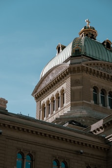 Detailed view of a grand building with a dome.